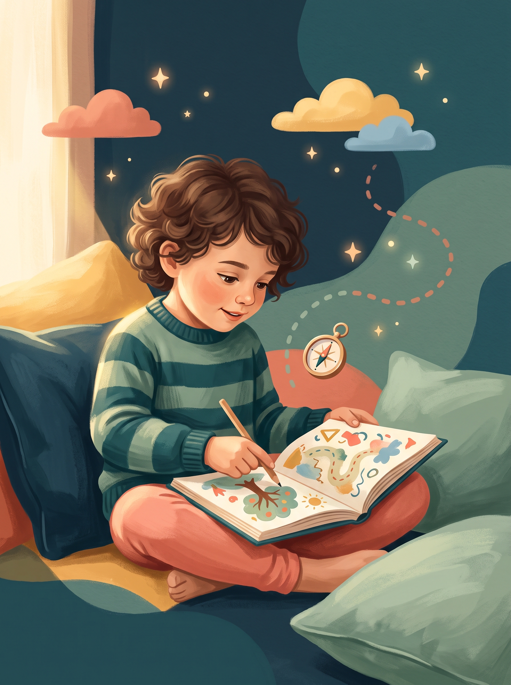 Ilustración de Brújula Valiente, etapa de 4–6 años
